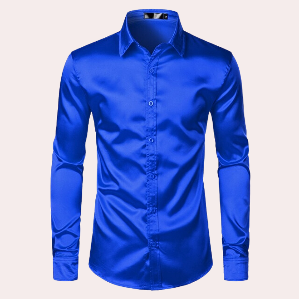 Herreskjorte elegant satin skjorte med knapper