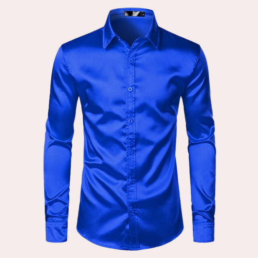 Herreskjorte elegant satin skjorte med knapper