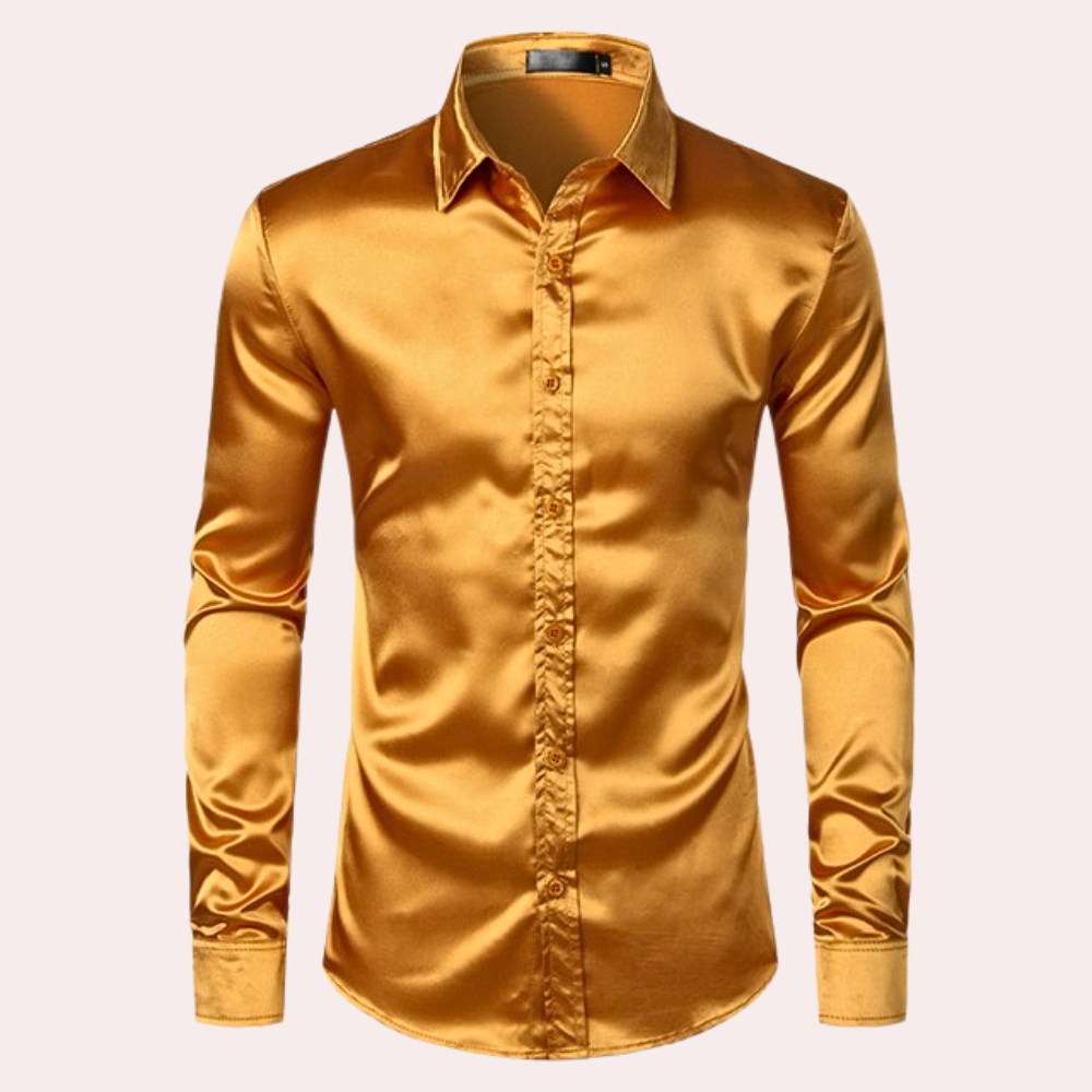 Herreskjorte elegant satin skjorte med knapper