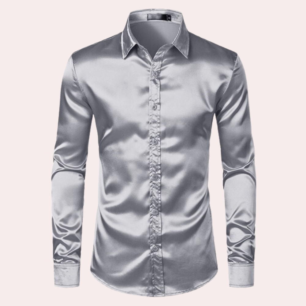 Herreskjorte elegant satin skjorte med knapper