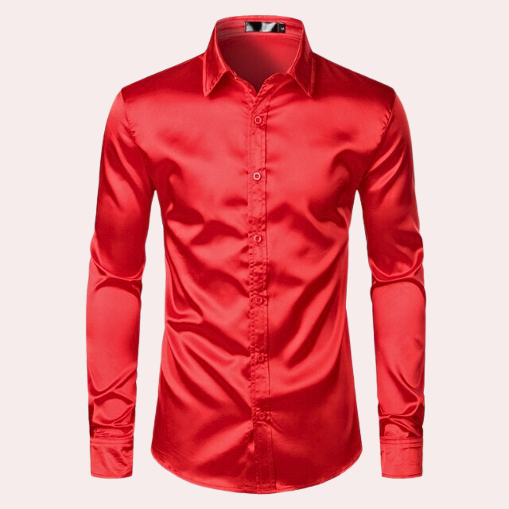 Herreskjorte elegant satin skjorte med knapper