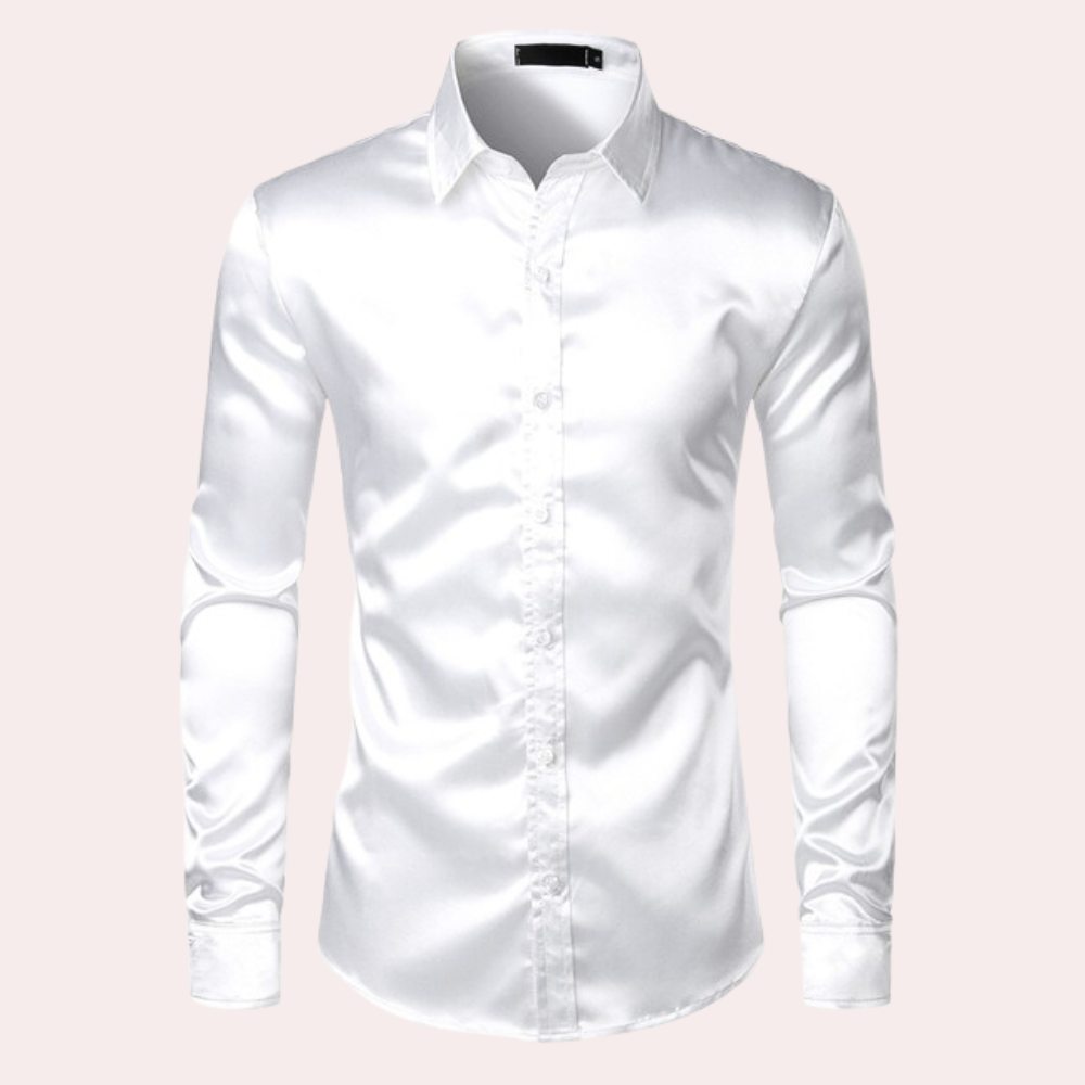 Herreskjorte elegant satin skjorte med knapper