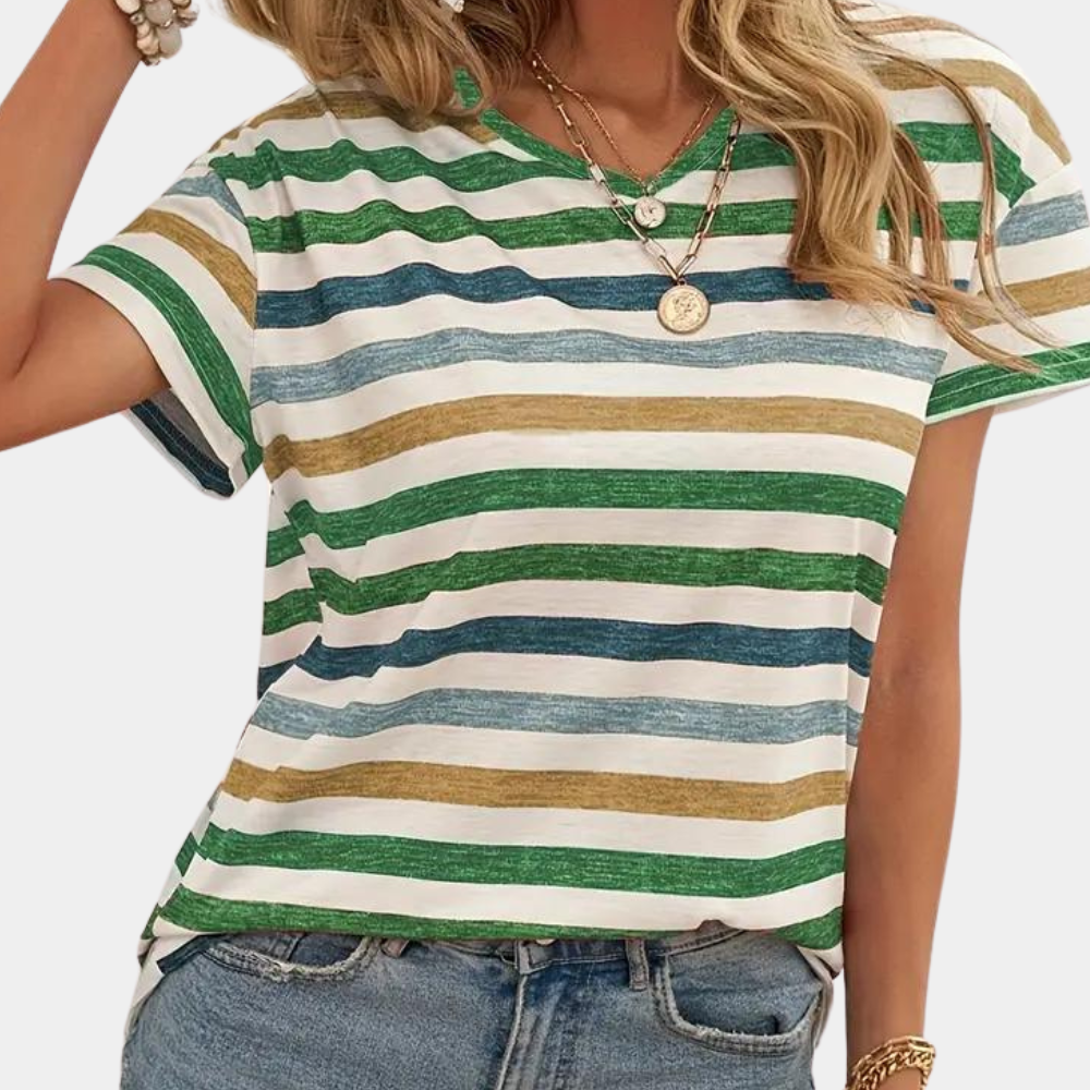 T-shirt Dame casual stribet sommertop
