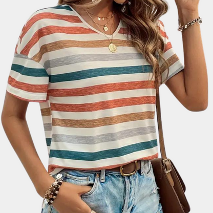 T-shirt Dame casual stribet sommertop