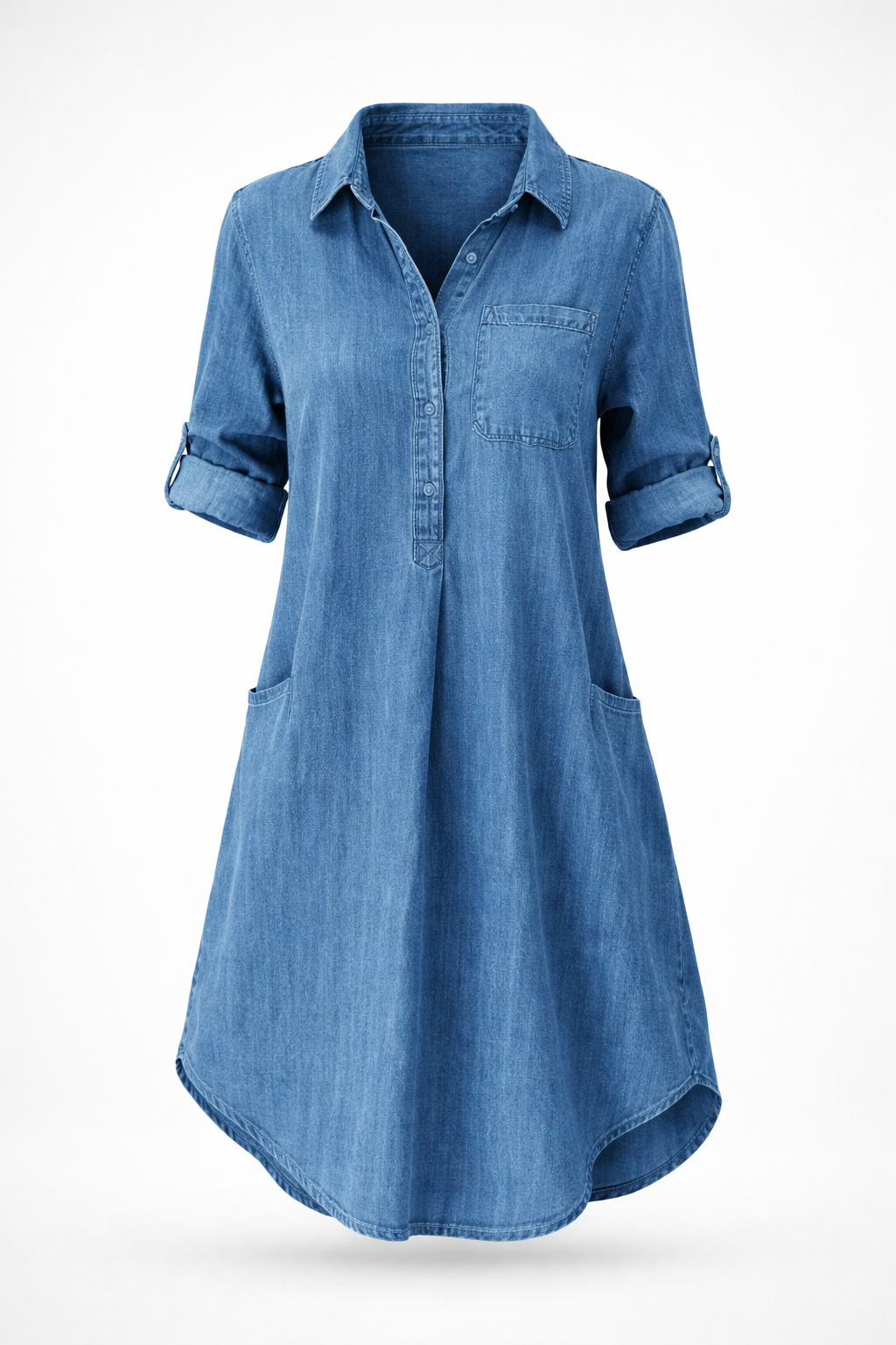 Denim skjortekjole afslappet stil hverdagskjole