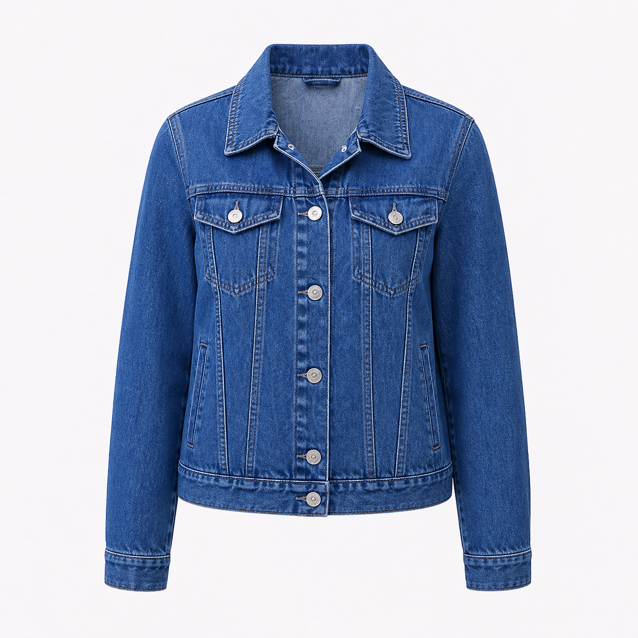 Denimjakke medium blå klassisk pasform hverdags look