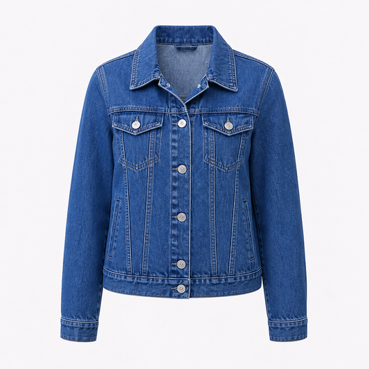 Denimjakke medium blå klassisk pasform hverdags look