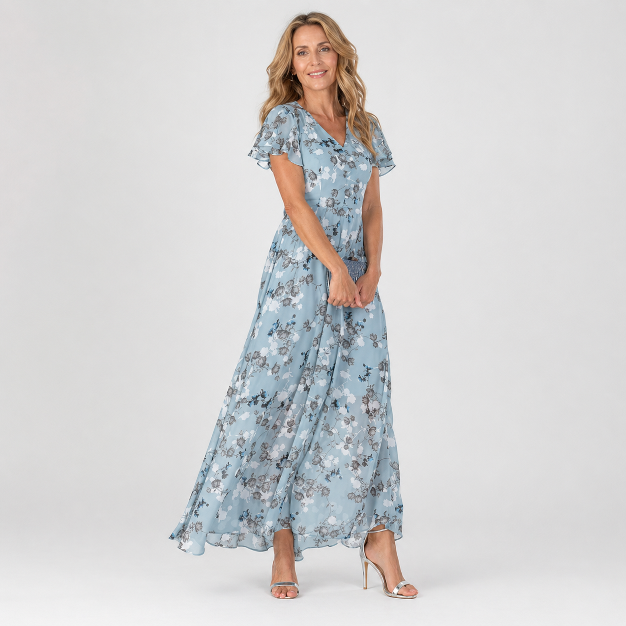 Sommerkjole elegant blomstret festkjole