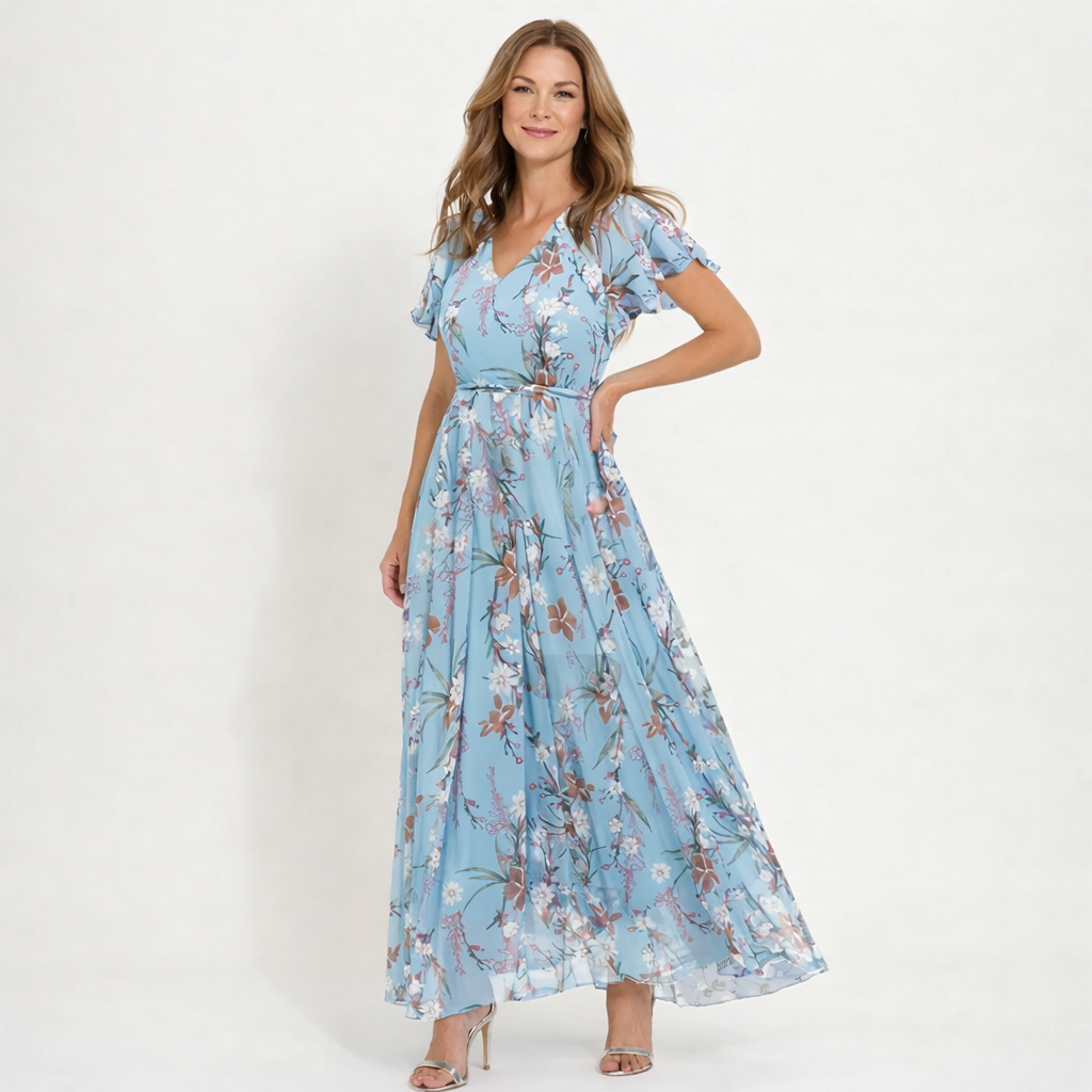 Sommerkjole elegant blomstret festkjole