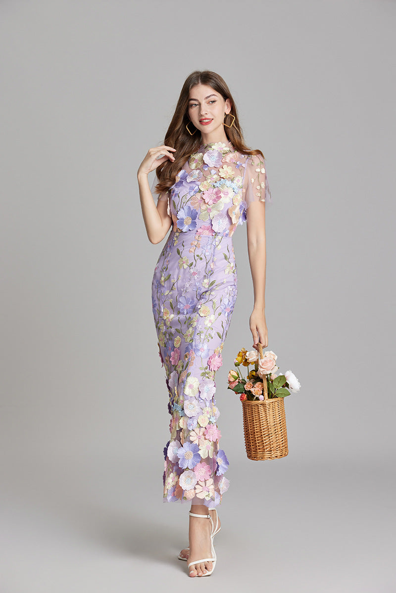 Sommerkjole Dame blomstret lang kjole