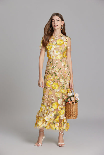 Sommerkjole Dame blomstret lang kjole