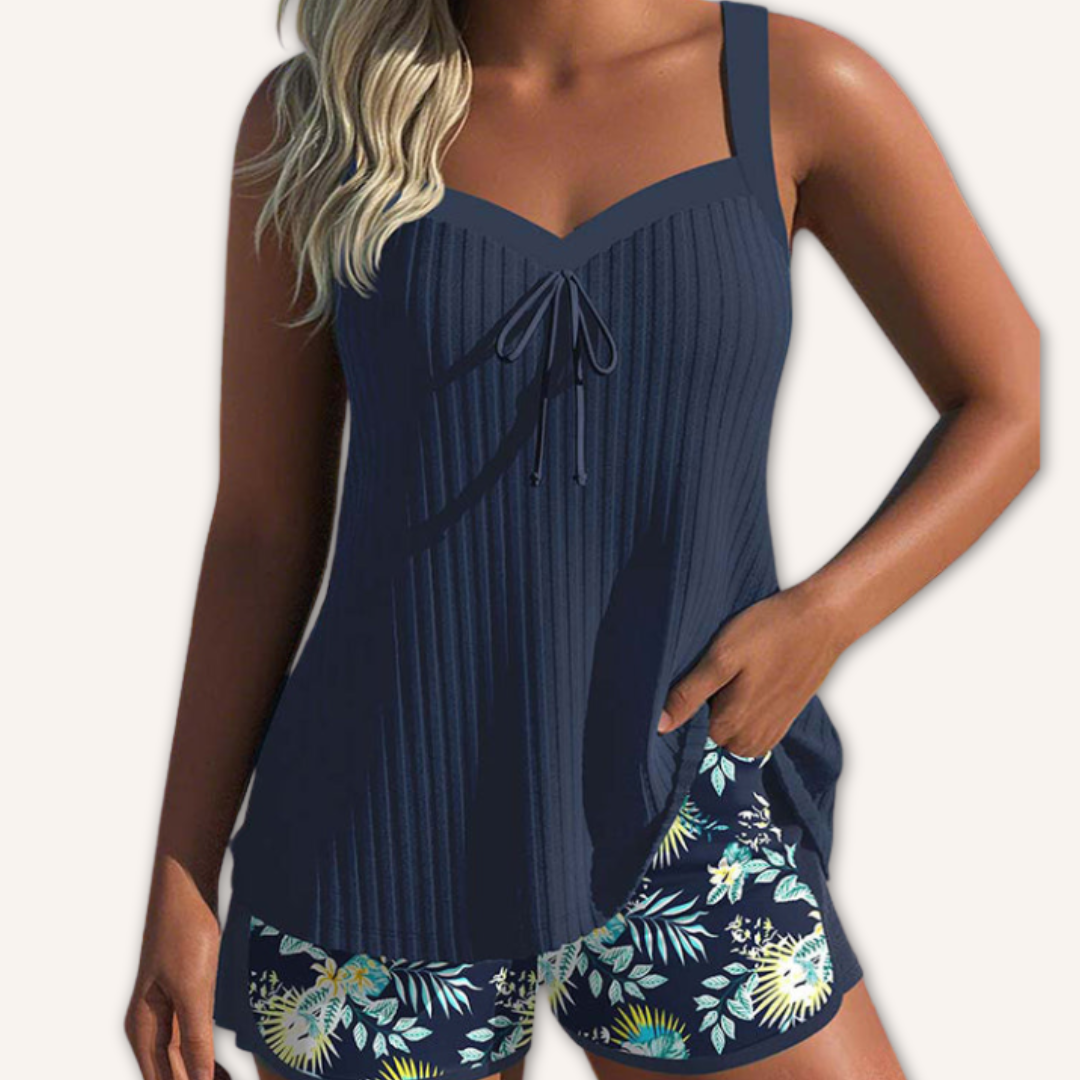 Tankini sæt elegant blomstret badetøj kvinder