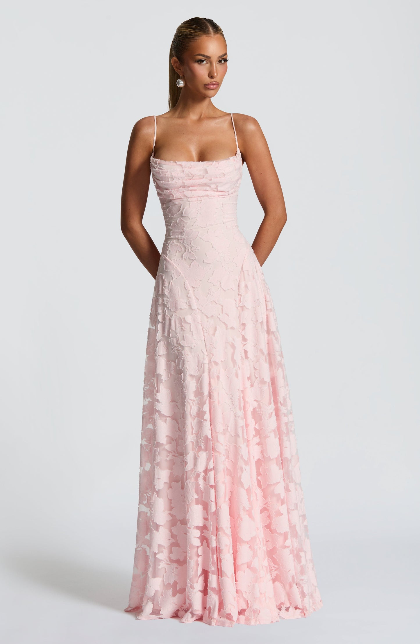 Gallakjole festlig blomstret lang festkjole