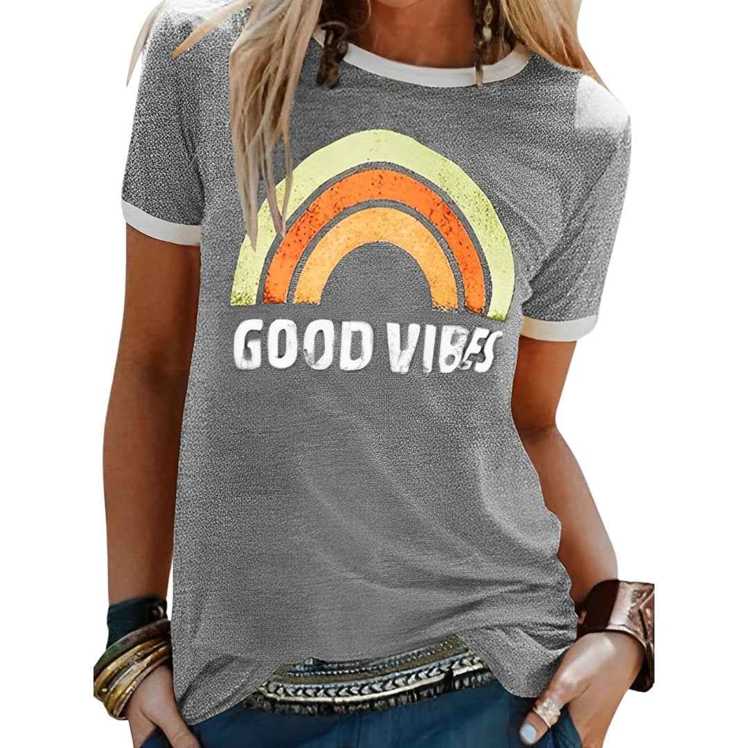 T-shirt dame casual løstsiddende bomuldstop