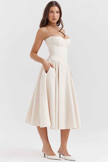 Sommerkjole elegant stropløs midi kjole