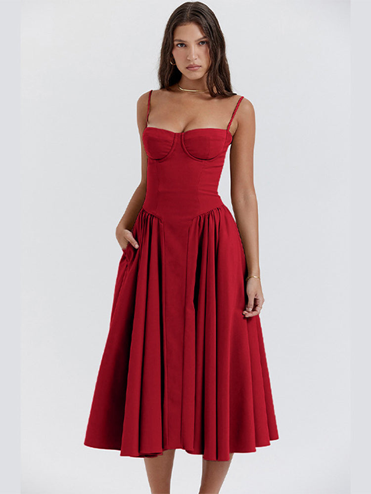 Sommerkjole elegant stropløs midi kjole