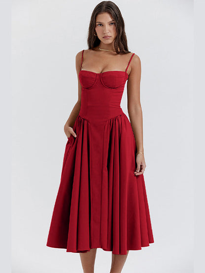Sommerkjole elegant stropløs midi kjole