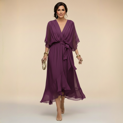 Sommerkjole elegant midi kjole med bindebånd