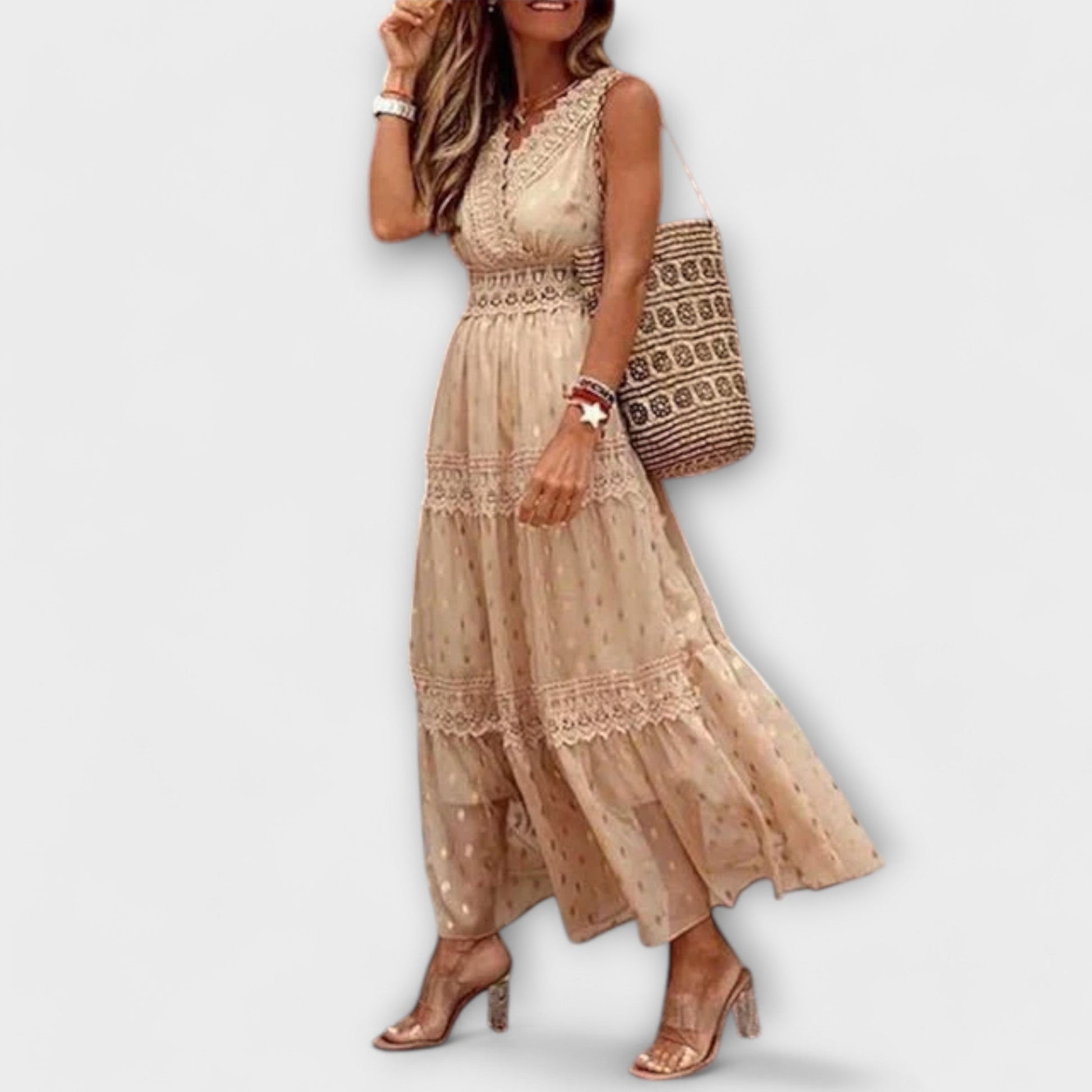 Sommerkjole Dame elegant blomstret festkjole