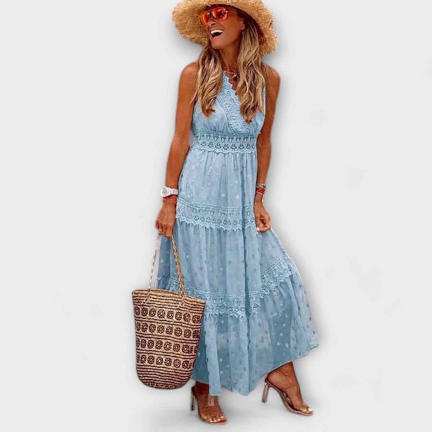 Sommerkjole Dame elegant blomstret festkjole