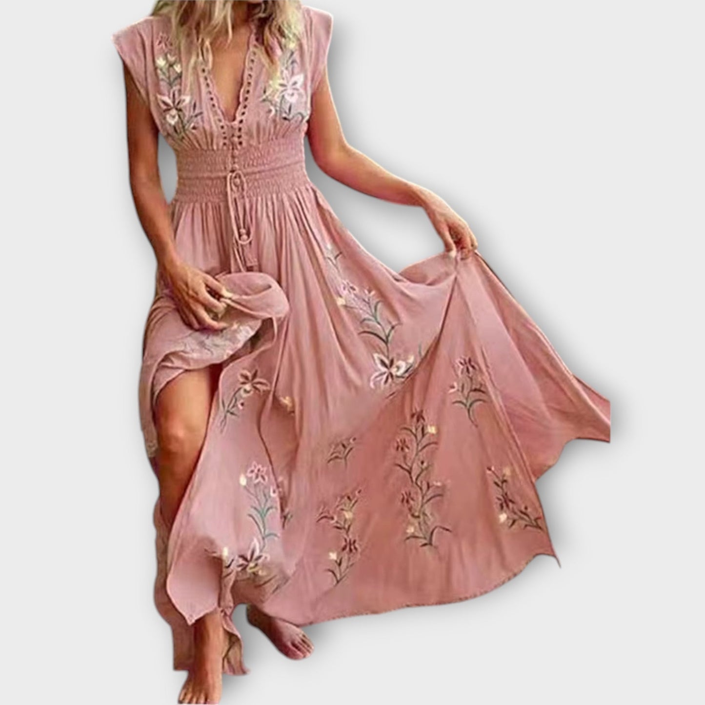 Sommerkjole blomstret elegant strandkjole