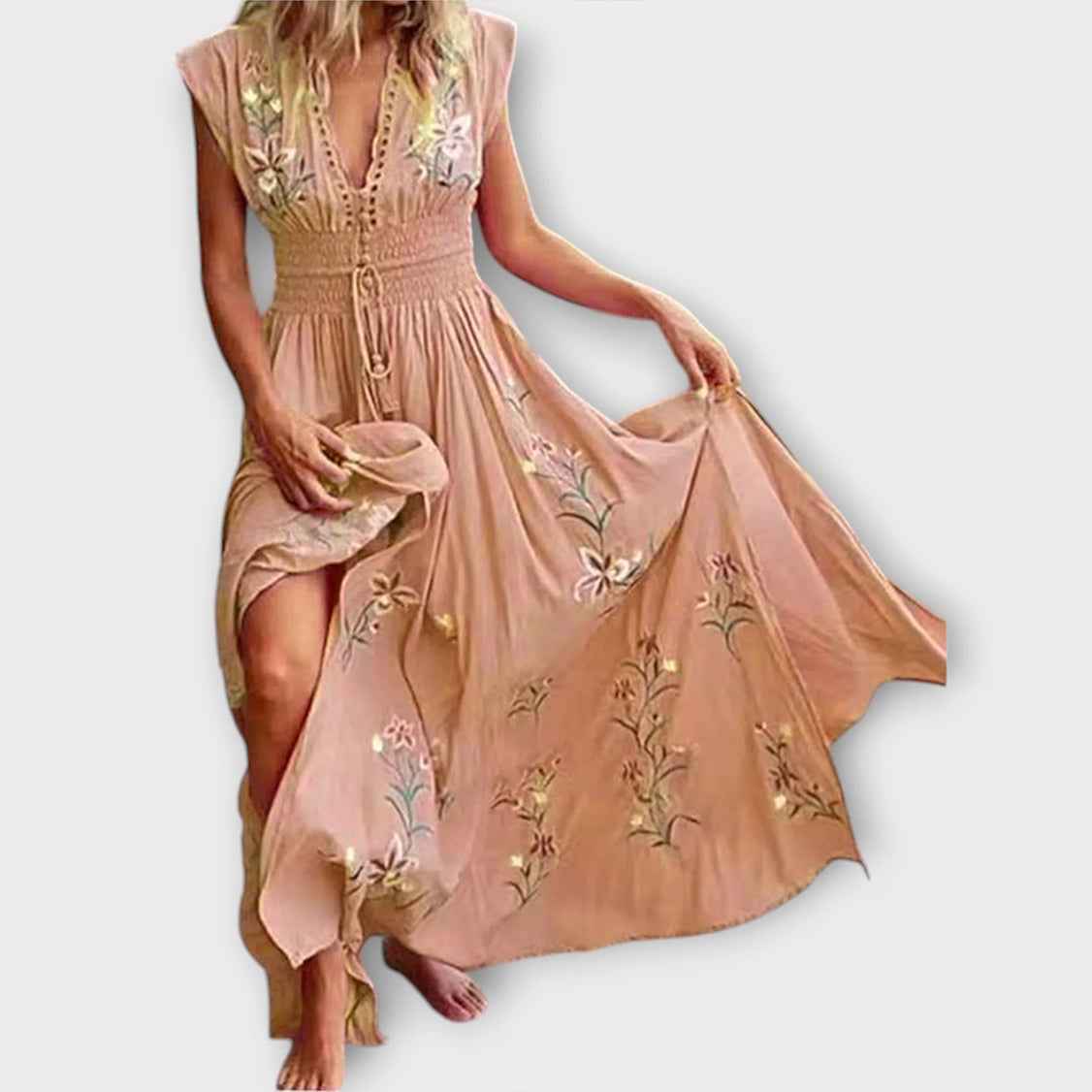 Sommerkjole blomstret elegant strandkjole