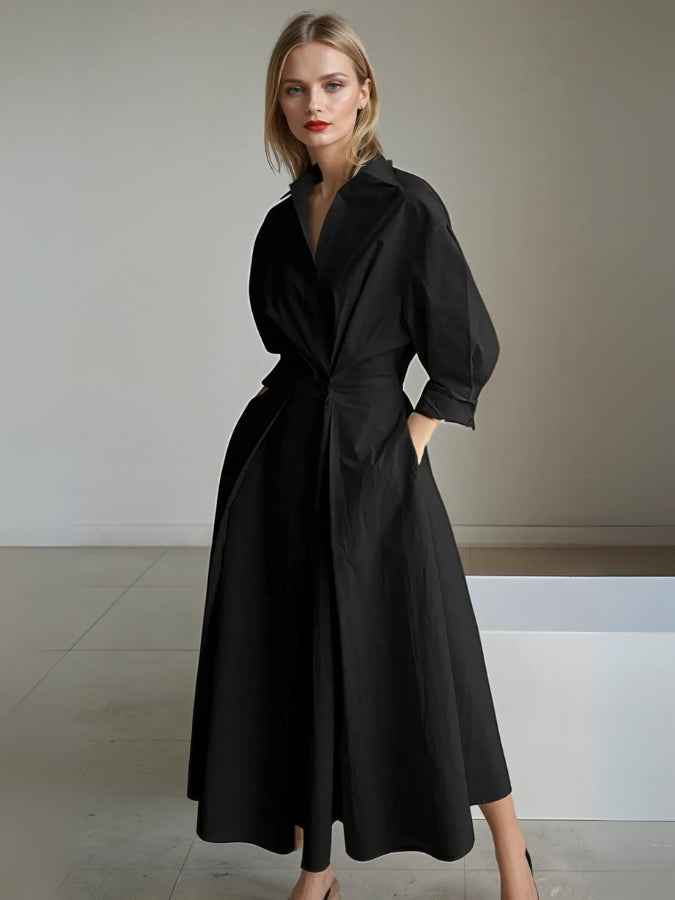 Maxikjole Dame elegant plisseret sommerskjole