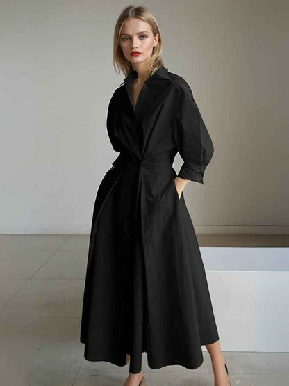 Maxikjole Dame elegant plisseret sommerskjole