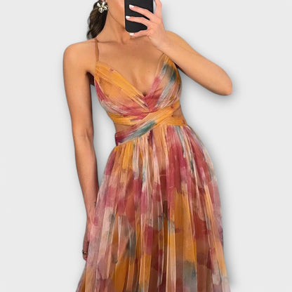 Gallakjole elegant blomstret festkjole