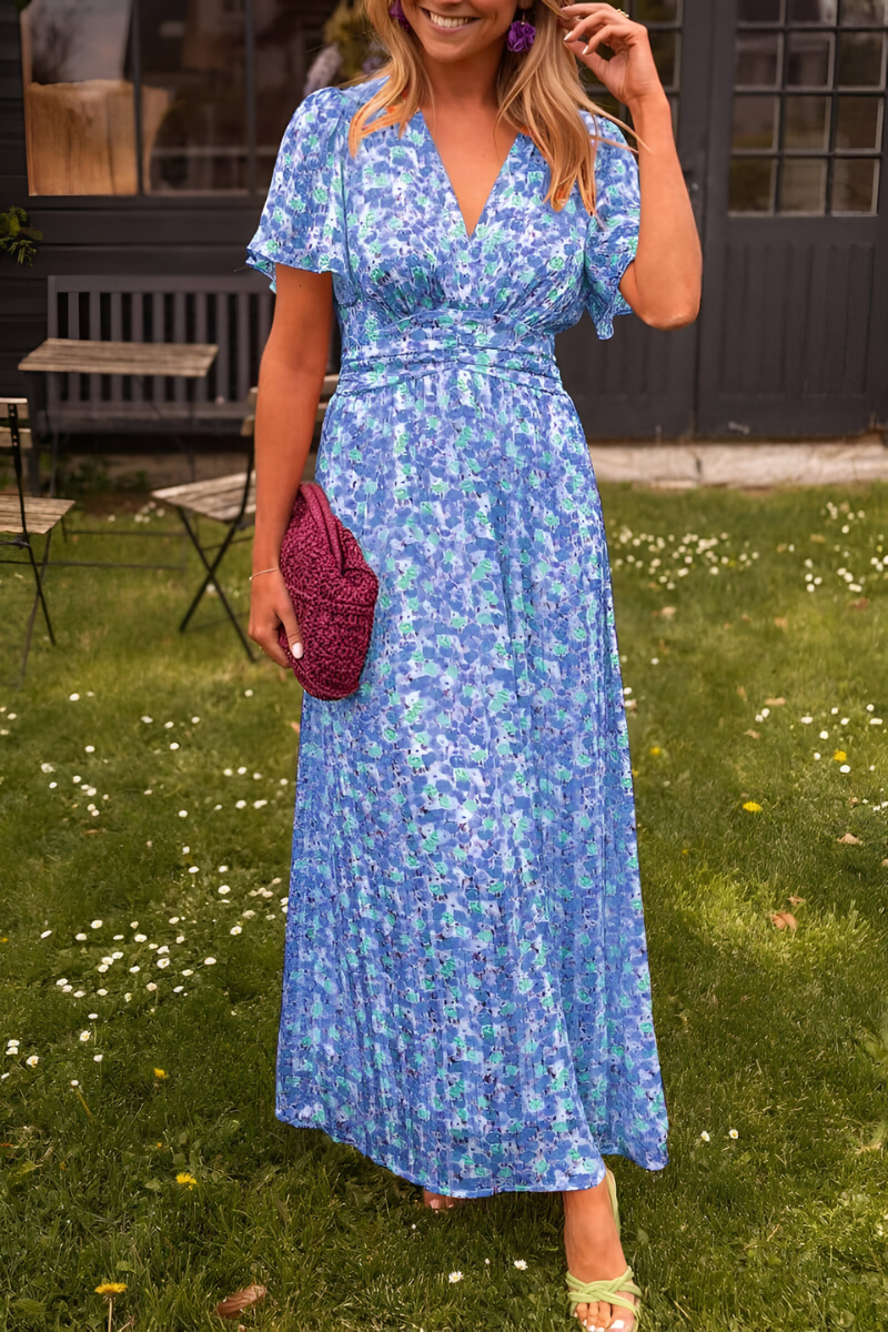Sommerkjole Dame blomstret lang festkjole