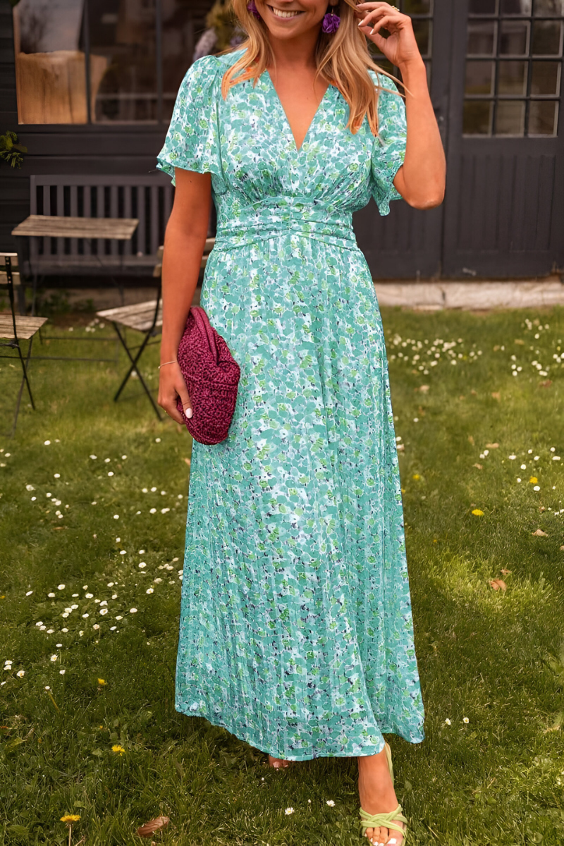 Sommerkjole Dame blomstret lang festkjole