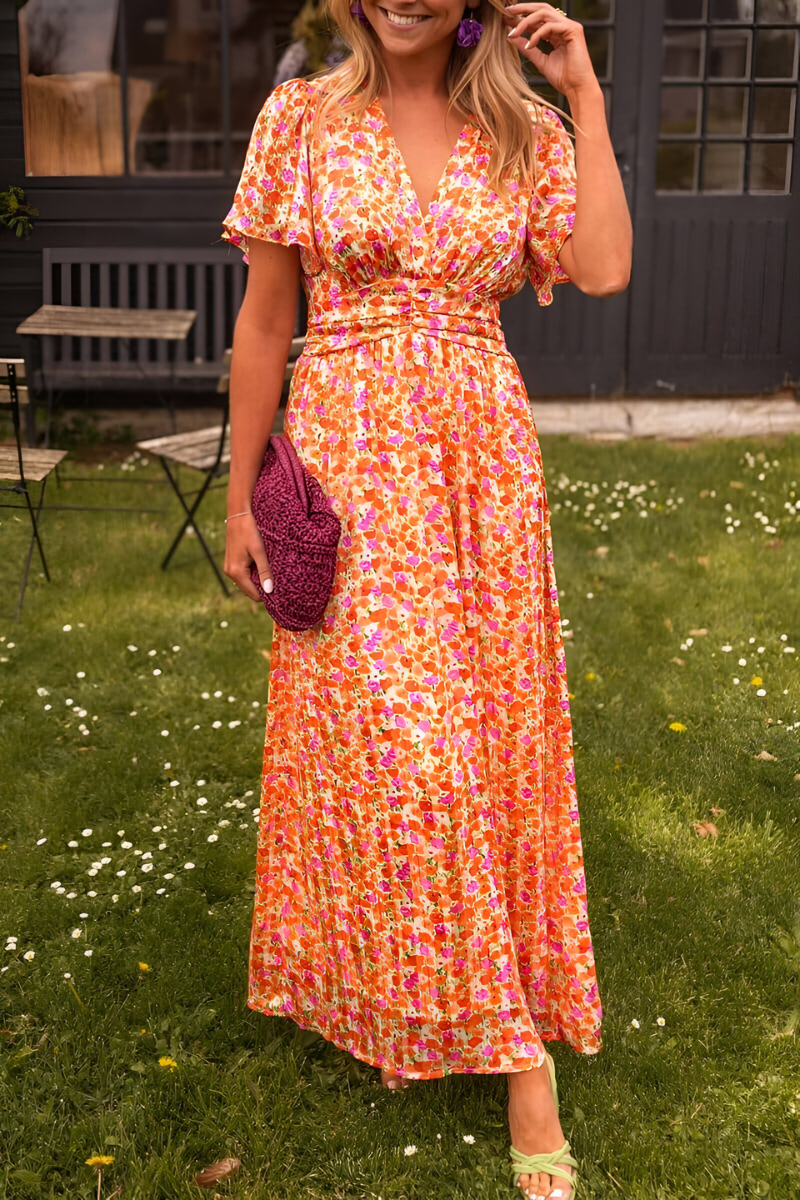Sommerkjole Dame blomstret lang festkjole