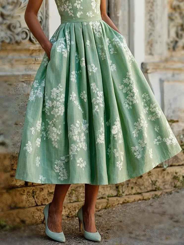 Sommerkjole damer blomstret midi kjole