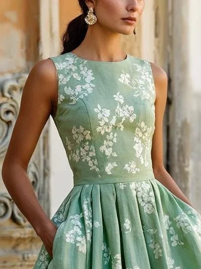 Sommerkjole damer blomstret midi kjole