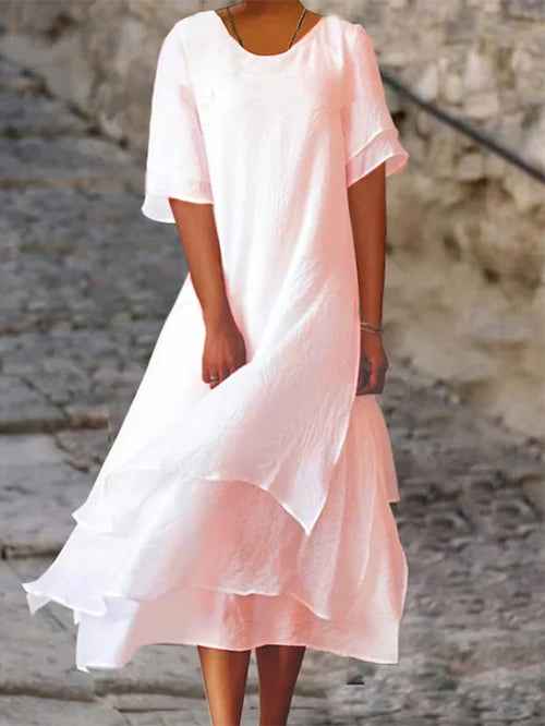 Midi kjole løs asymmetrisk elegant sommer outfit
