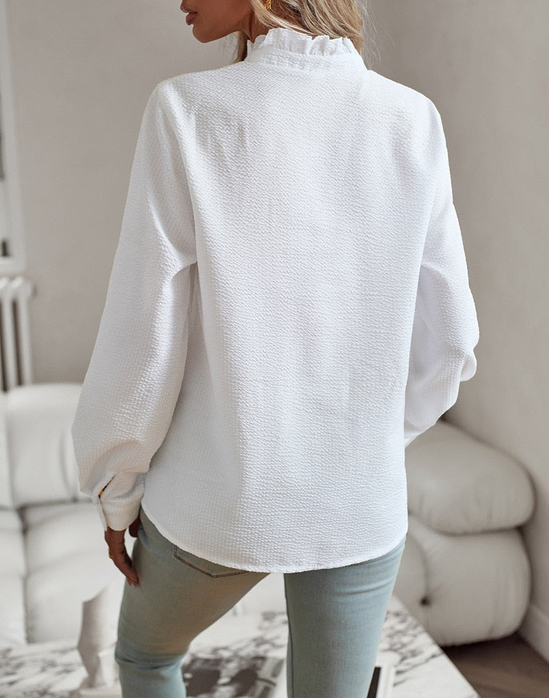 Bluse dame stribet sommer skjortebluse