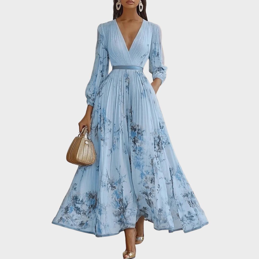 Sommerkjole elegant blomstret lang festkjole