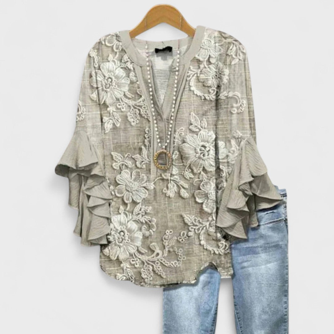 Dame bluse blomstret hverdagstop