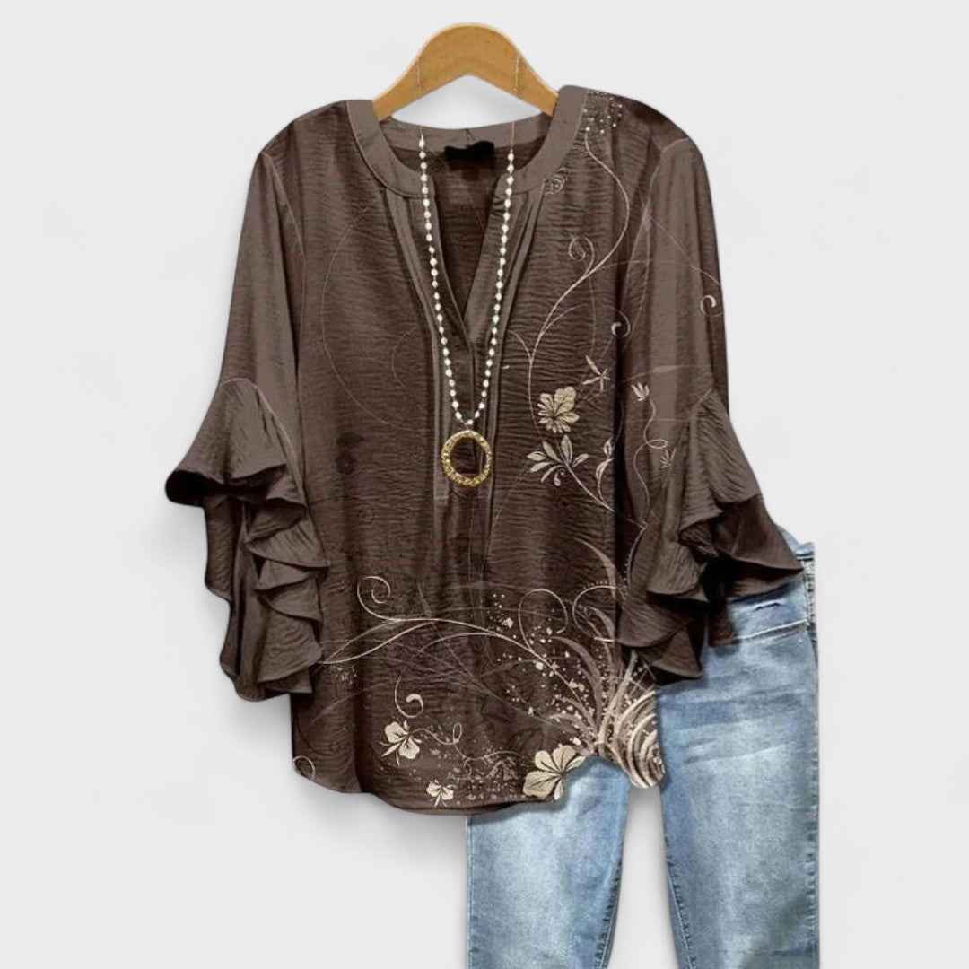 Dame bluse blomstret hverdagstop