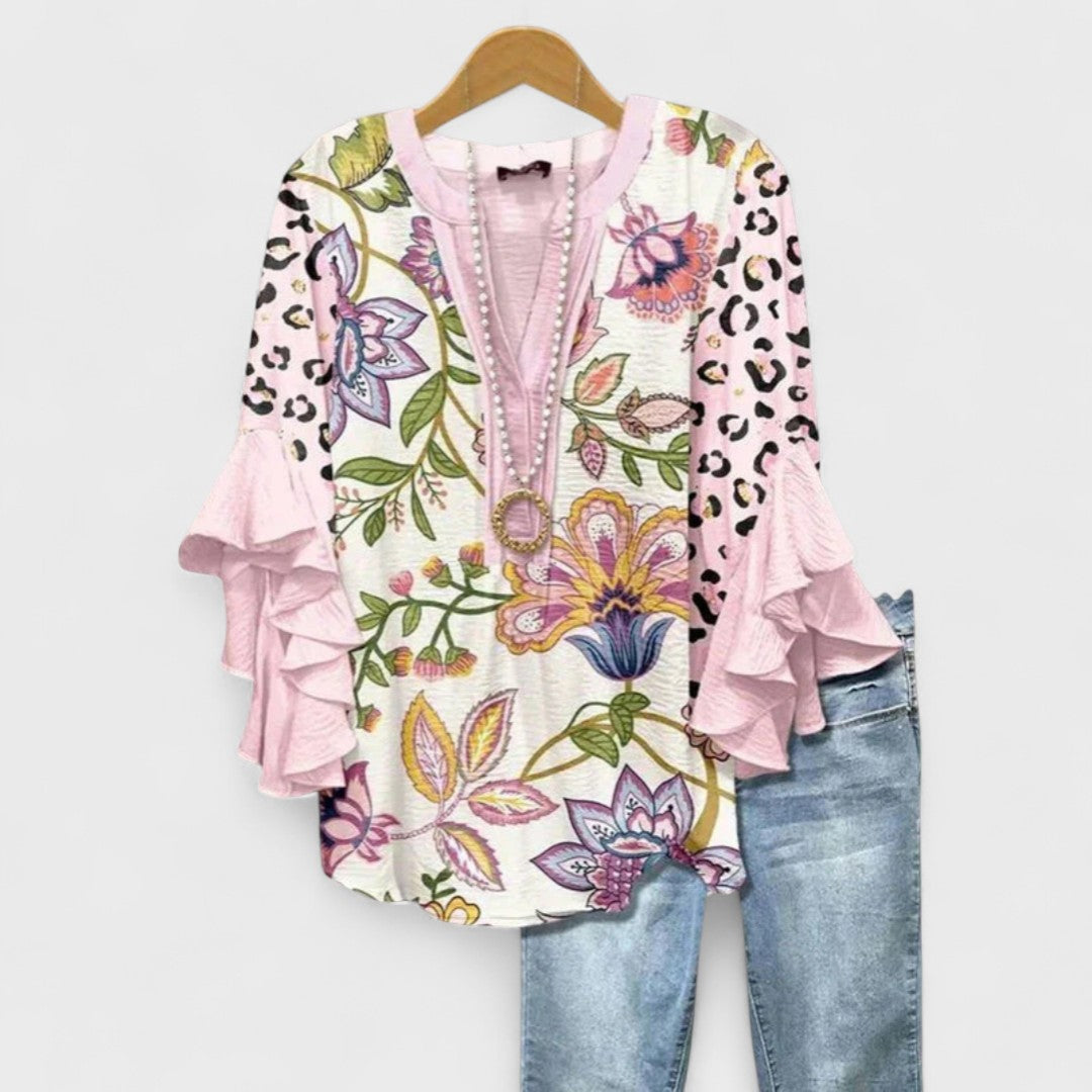 Dame bluse blomstret hverdagstop