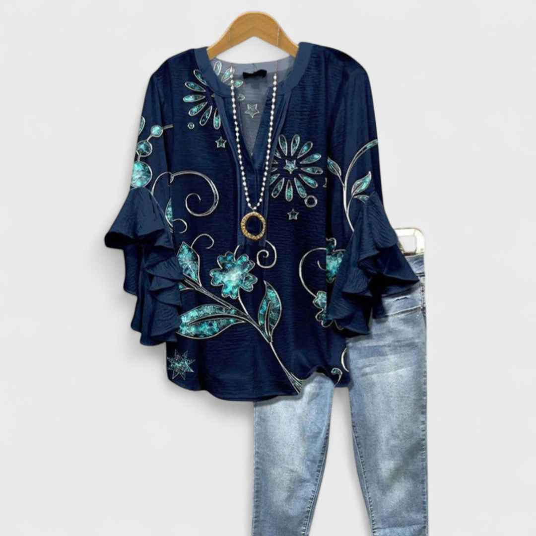 Dame bluse blomstret hverdagstop