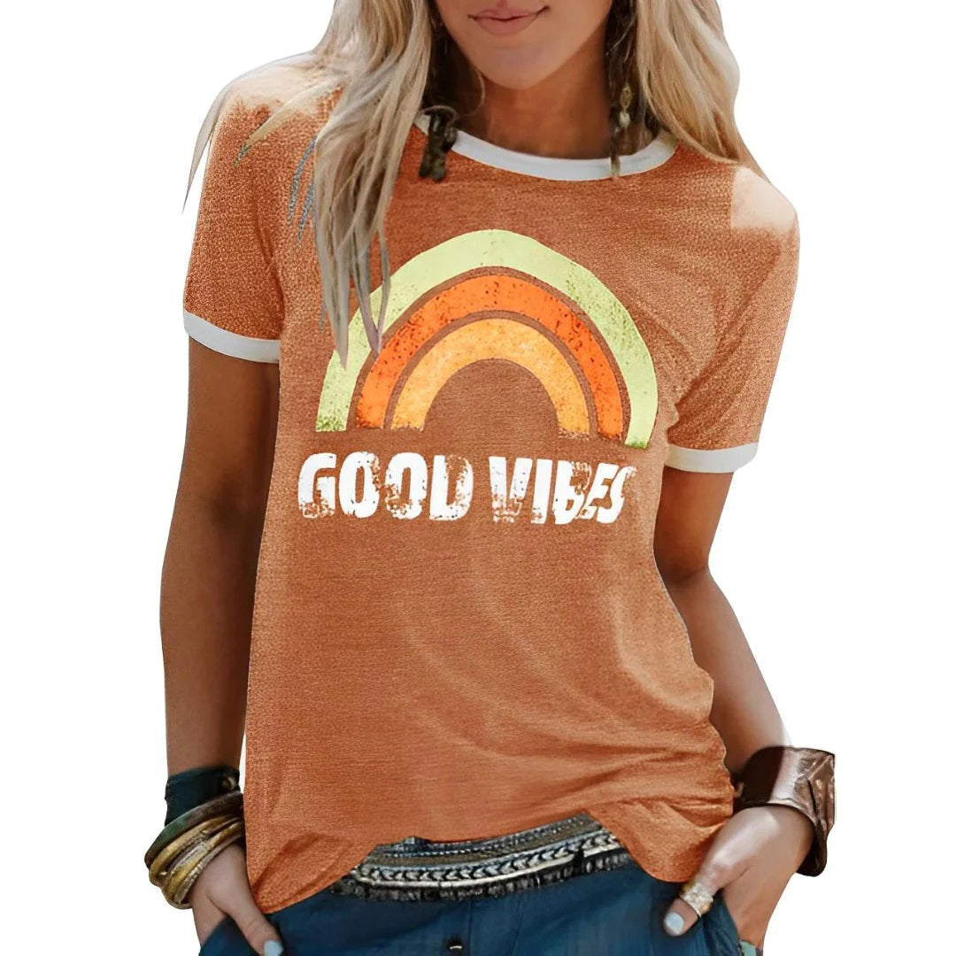 T-shirt dame casual løstsiddende bomuldstop