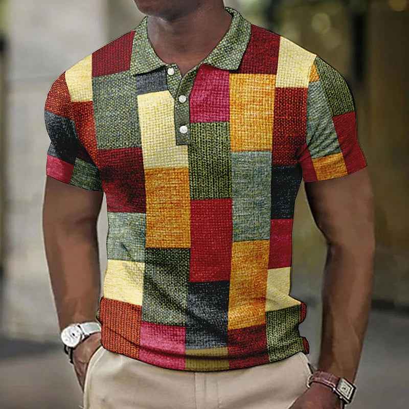 Herreskjorte stilfuld patchwork fritidsskjorte
