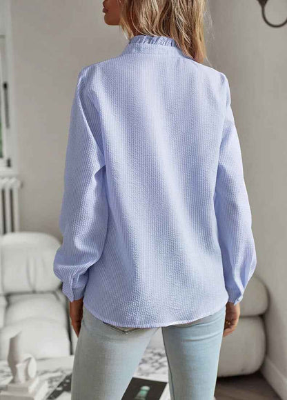 Bluse dame stribet sommer skjortebluse