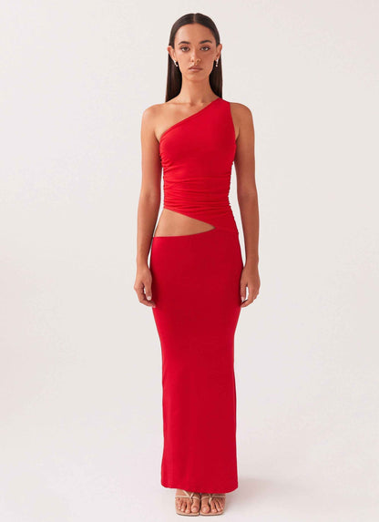 Sommerkjole Dame elegant one-shoulder design