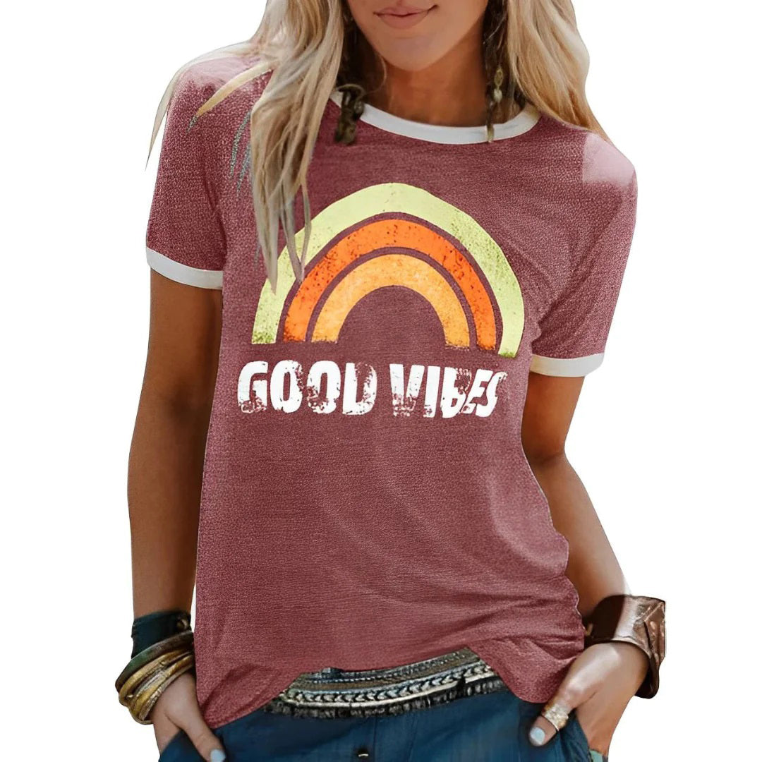 T-shirt dame casual løstsiddende bomuldstop
