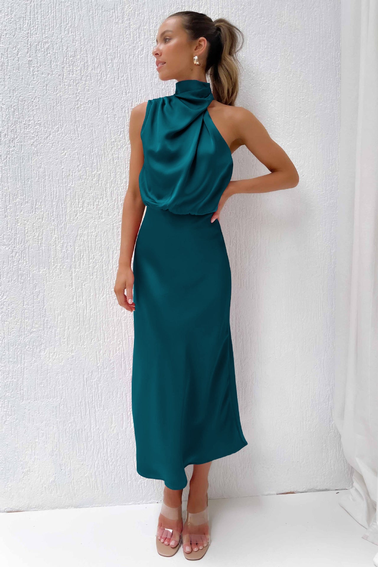 Gallakjole elegant midi aftenkjole