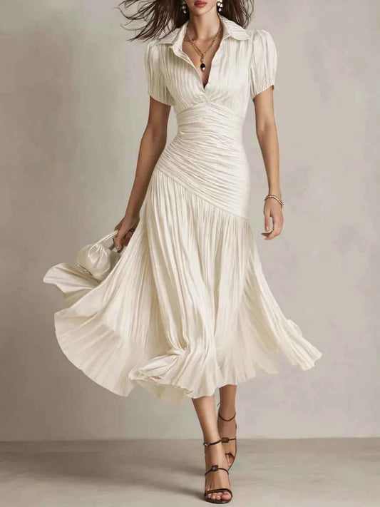 Midikjole elegant plisseret festkjole