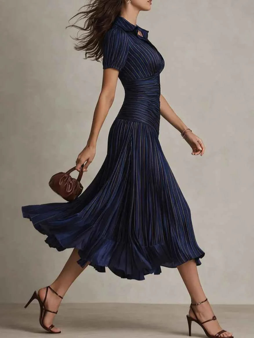 Midikjole elegant plisseret festkjole