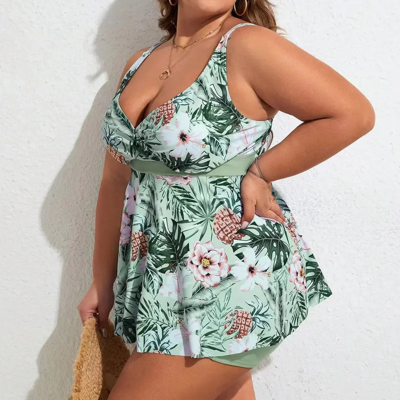 Badekjole Dame blomstret strandkjole